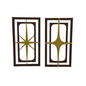 2  DollHouse Miniature Mid-Century Modern Starburst Wall Art Decor, Gold